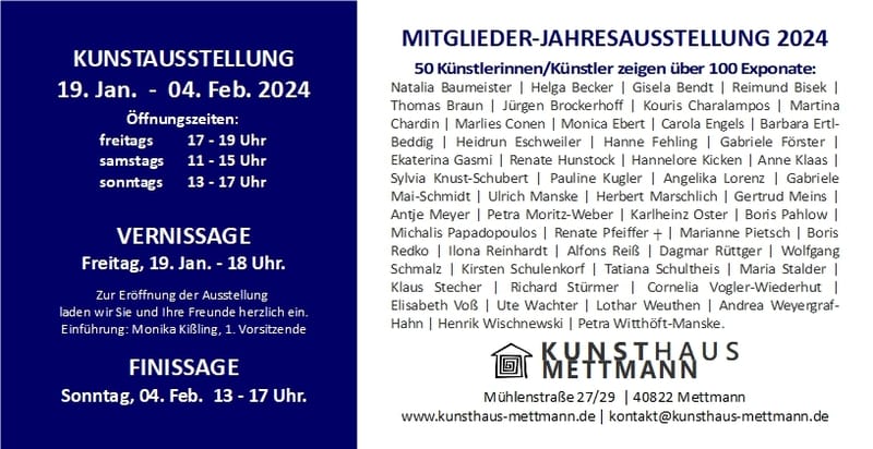 Kunsthaus Mettmann 19.01. - 04.02.2024