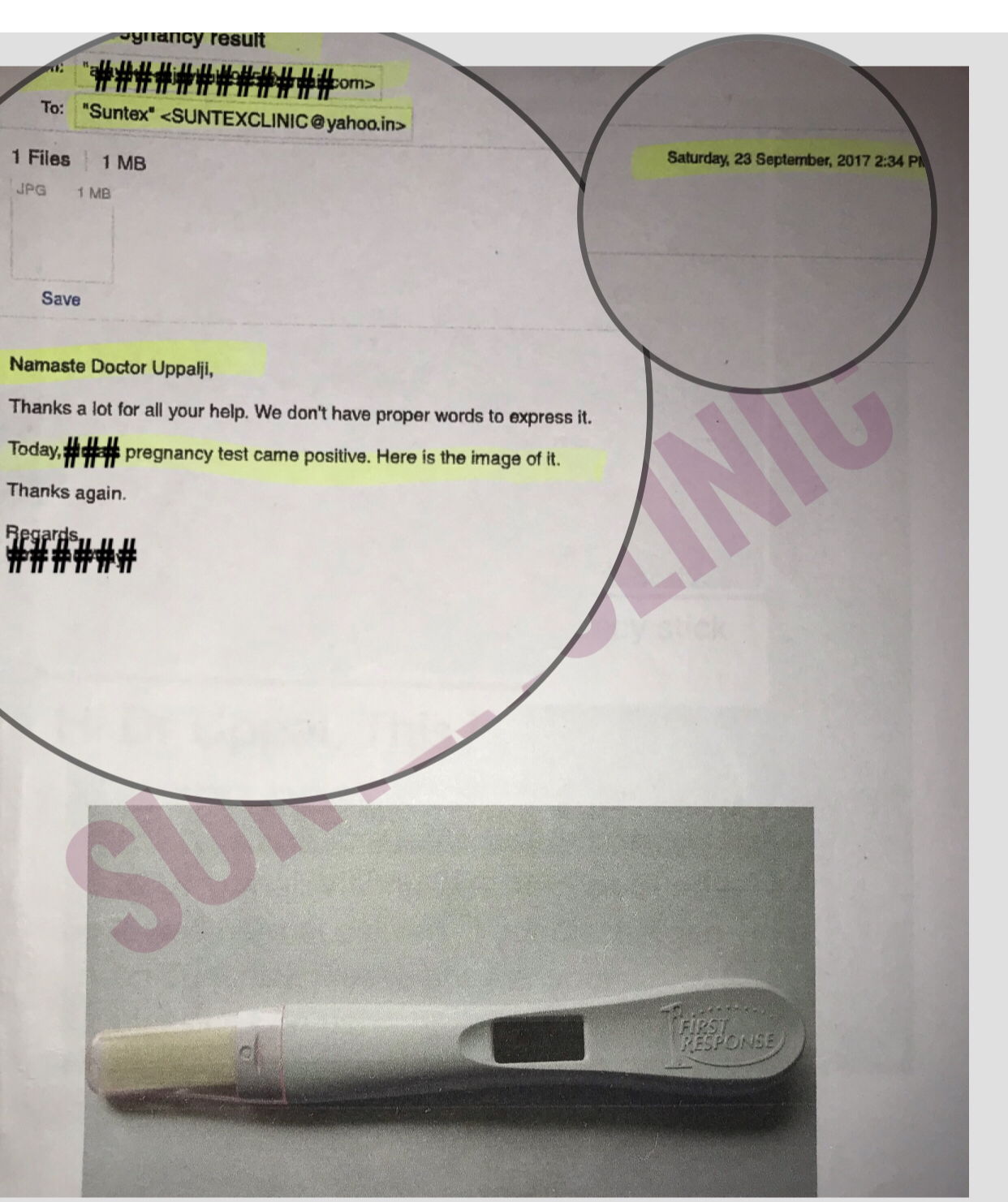 urine pregnancy kit pic positive on 23 sept 2017.