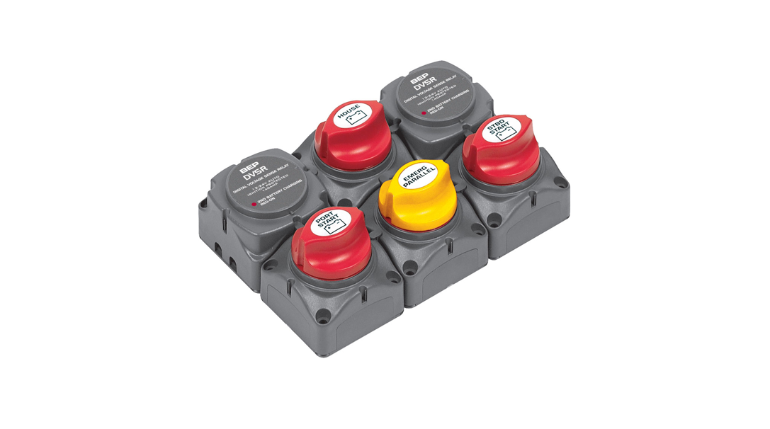 BEP Battery Distribution Cluster with DVSR – Twin Outboard Three Battery Banks