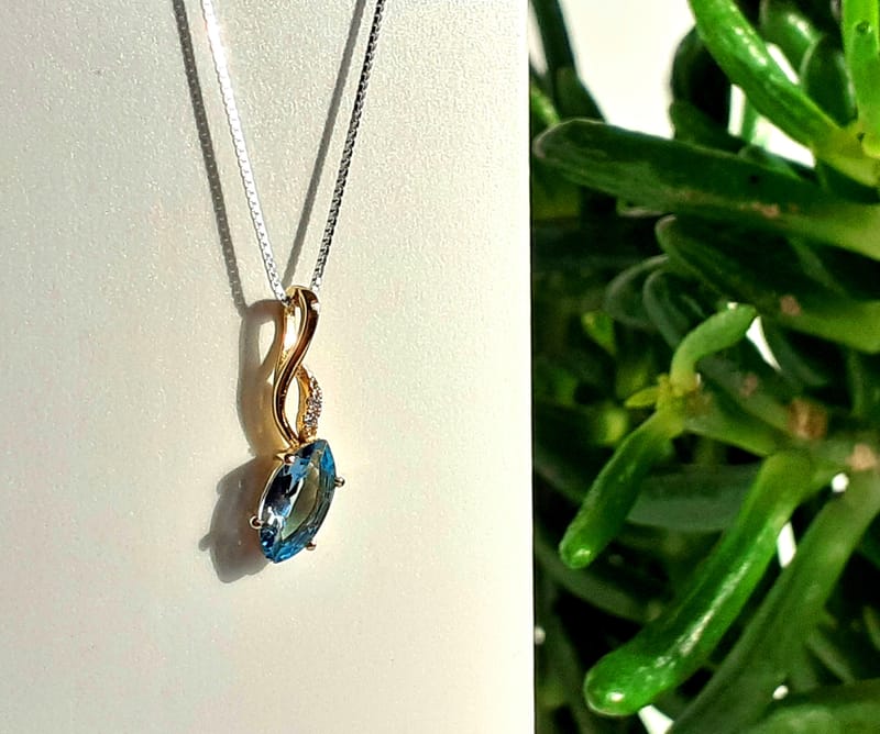 Miore Damen-Kette Aus 925 Sterling Silber Mit Blauem Topas-Anhänger & Zirkonia – Elegant & Hypoallergen
