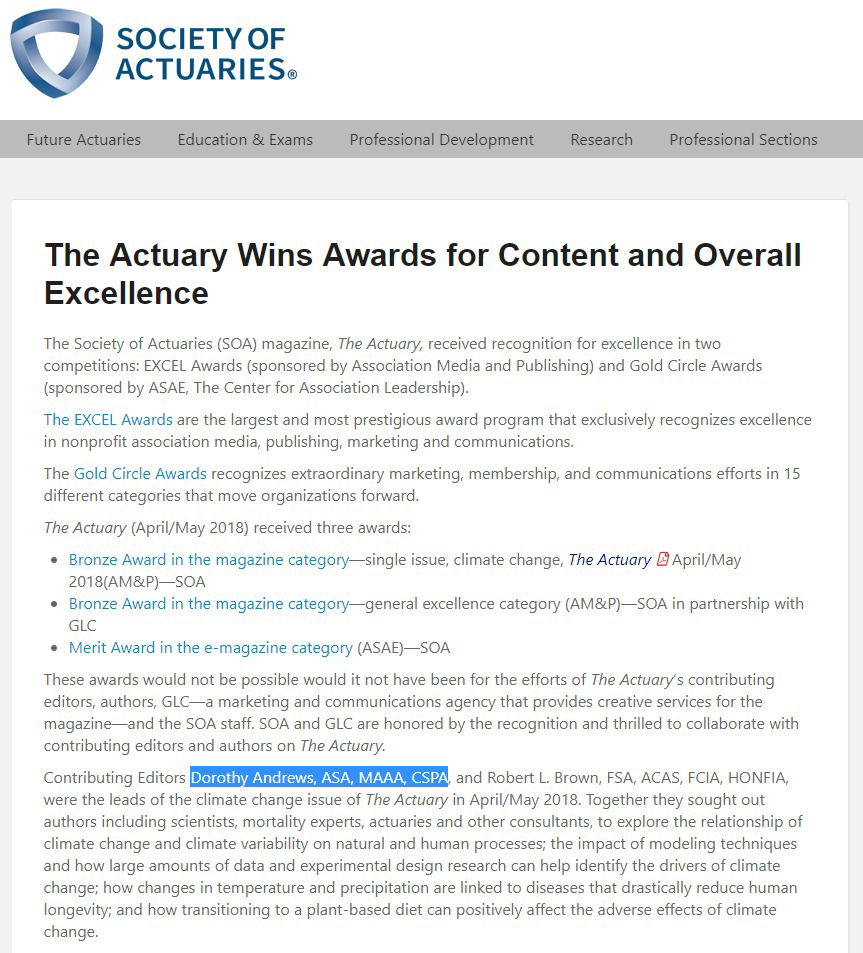 Our Actuaries Have Award Winning Talent!