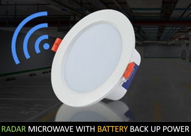 Saba Radar Microwave Sensor Dimming Full Power Battery Backup Recessed