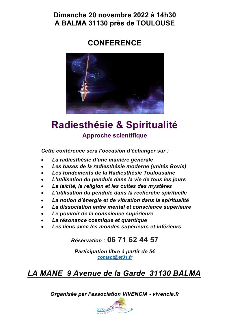 Conférence  : Radiesthésie et spiritualité