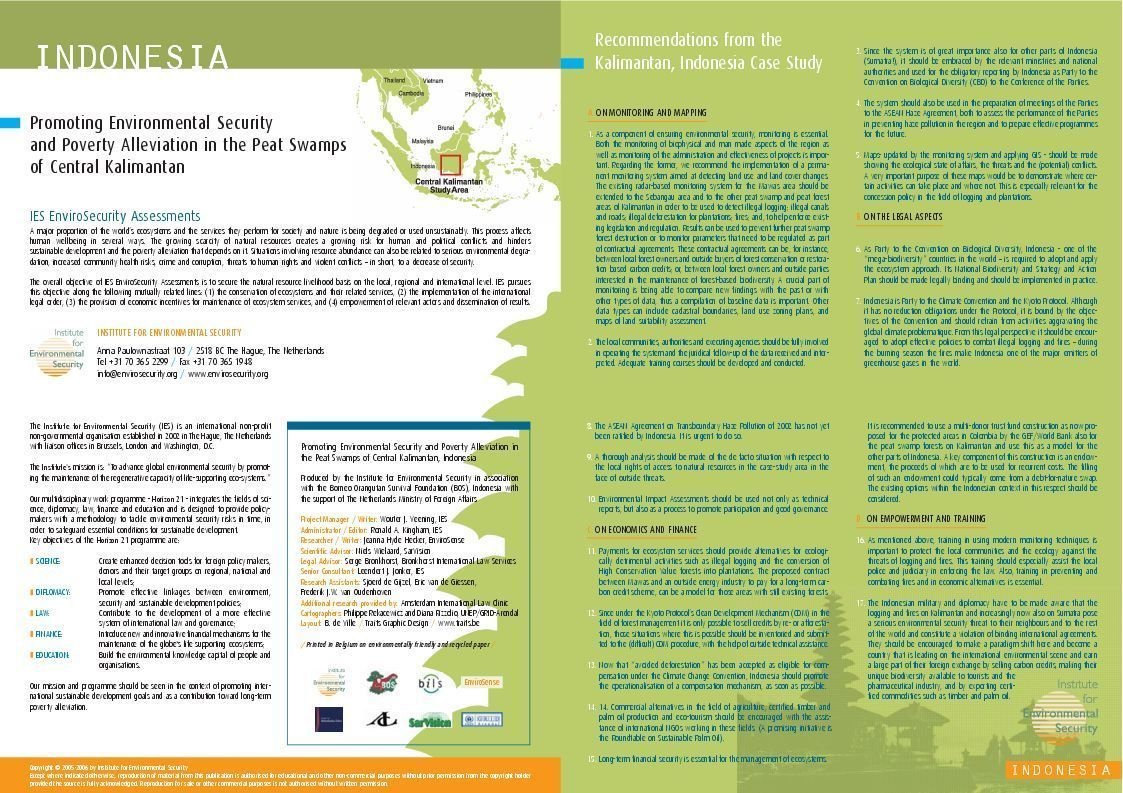Promoting Environmental Security and Poverty Alleviation in the Peat Swamps of Central Kalimantan - Poster