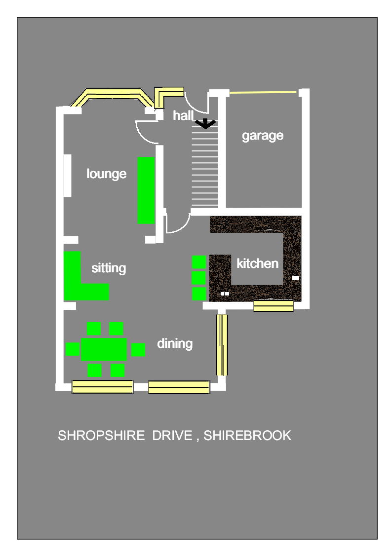 House plan, basic white on grey