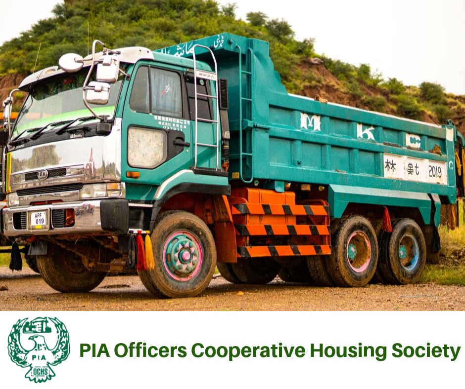 Heavy machinery of PIA Housing Society.