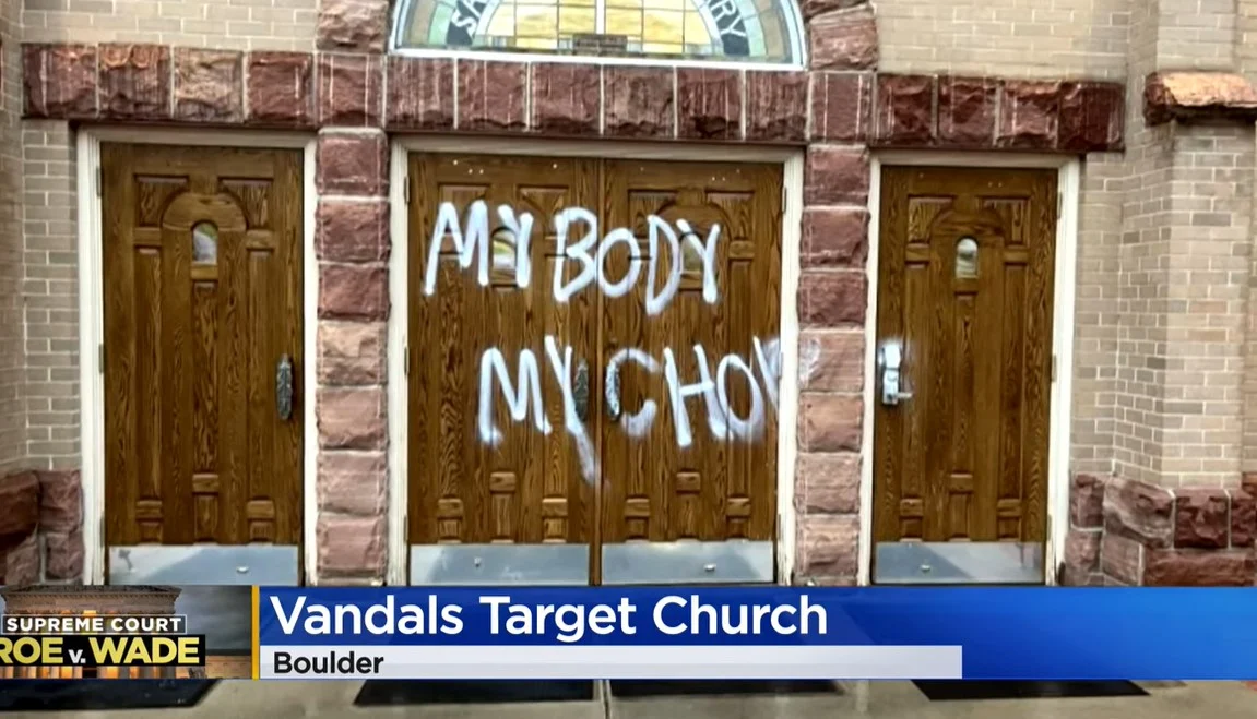 Godless Leftists Vandalize Catholic Church in Boulder with Pro-Abortion Graffiti
