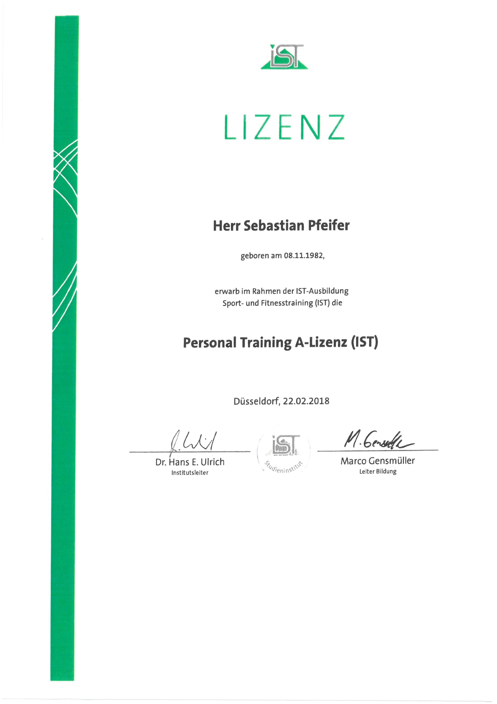 Personal Training A-Lizenz (IST)