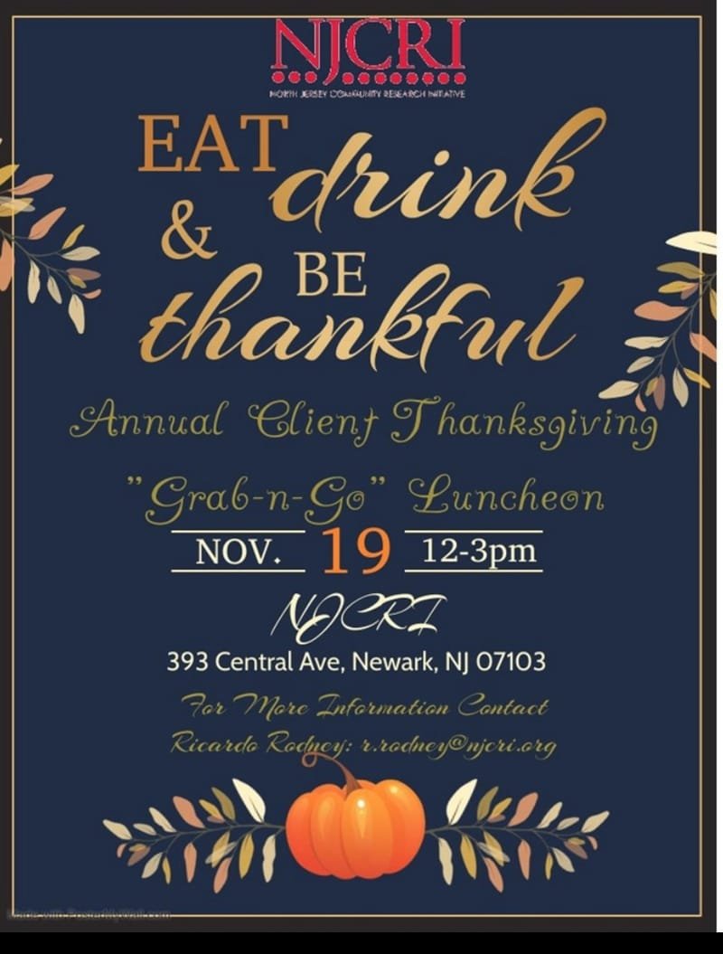NJCRI Annual Client Thanksgiving - Eat, Drink & Be Thankful - Grab-n-Go Luncheon