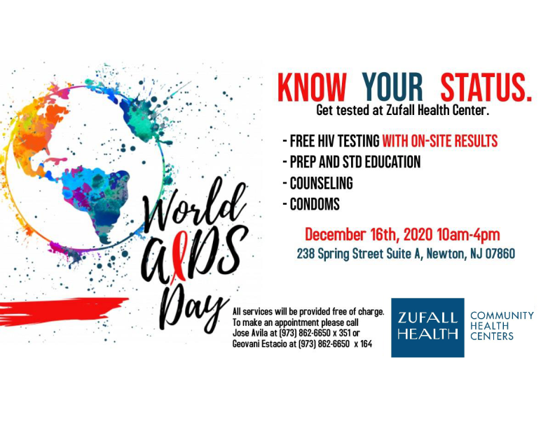 KNOW YOUR STATUS- Get tested at Zufall Health Center