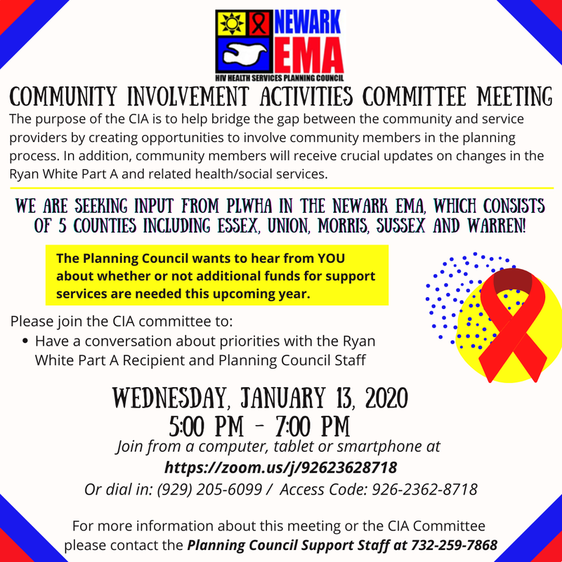 CIA Committee Meeting - Priorities in the Newark EMA
