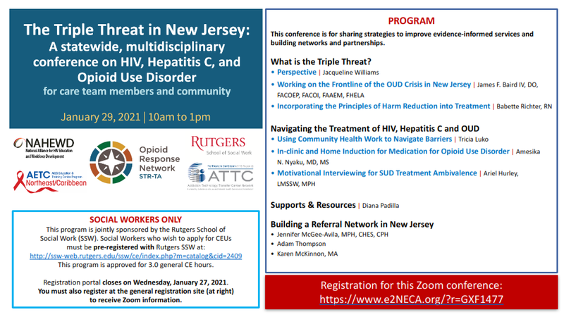 The triple Threat in New Jersey: A statewide, multidisciplinary conference on HIV, Hepatitis C, and Opioid Use Disorder