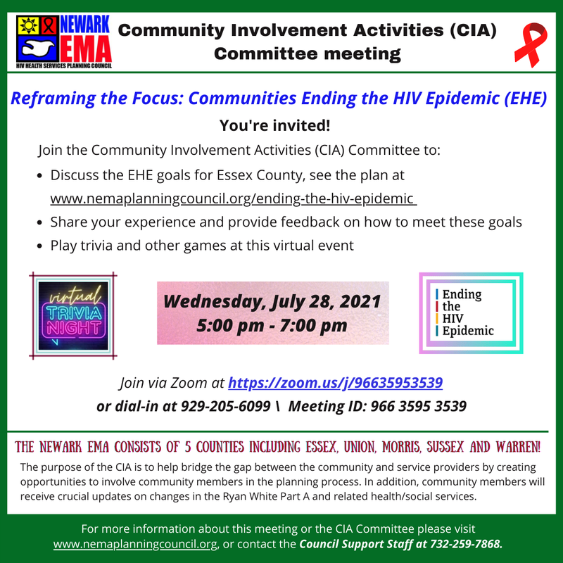 Reframing the Focus: Communities Ending the HIV Epidemic (EHE) - CIA Committee Meeting