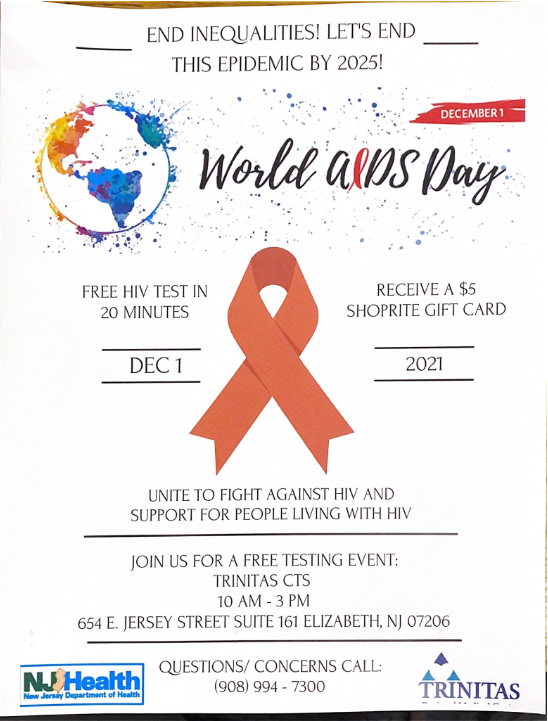 Trinitas CTS' HIV Testing Event for World AIDS Day 2021