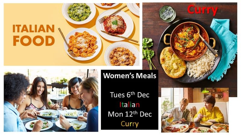 Women's Meals Tues 6th Dec & Mon 12th Dec