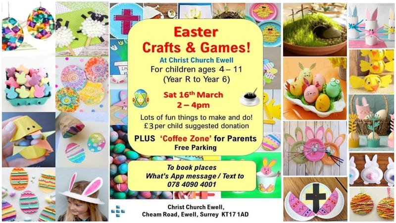 Easter Crafts and Games! Saturday March 16th 2pm - 4pm for Primary Age Kids (and Parents)