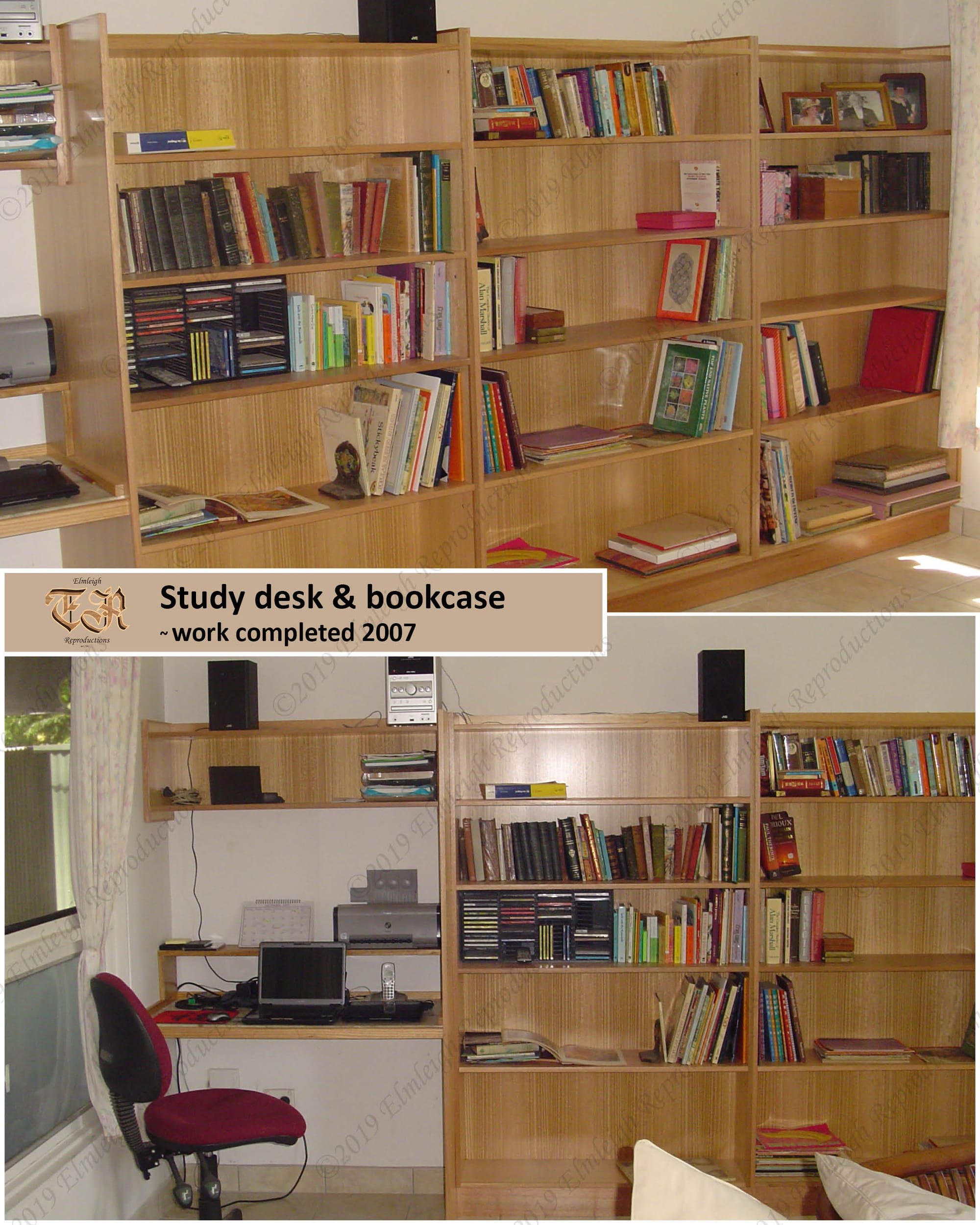 Tasmanian Oak study desk & bookshelf