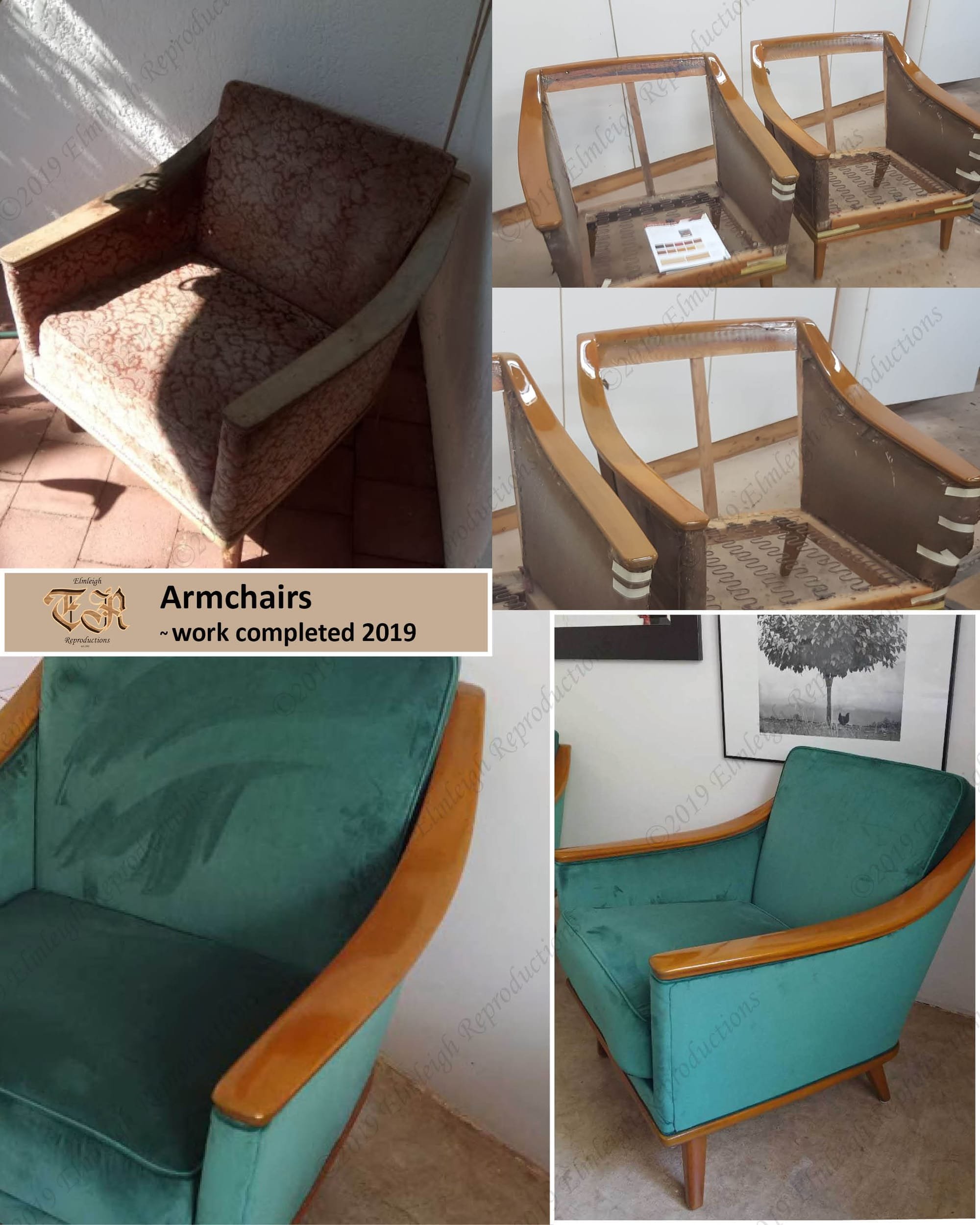 Silky oak armchairs