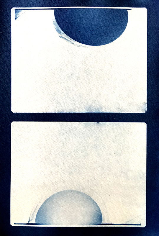 Two Heads, cyanotype, 200 x 110 cm, 2019