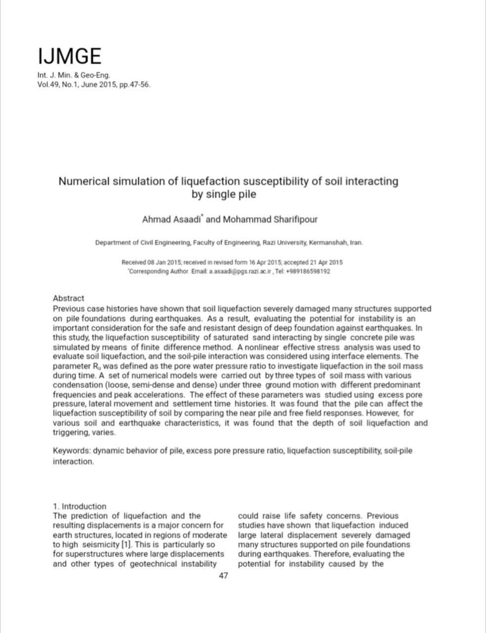 International Journal of Mining & Geo-Engineering