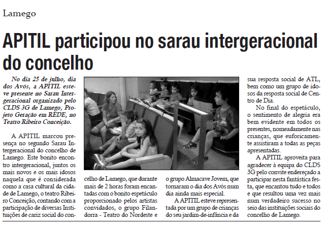 APITIL participou no sarau intergeracional do concelho