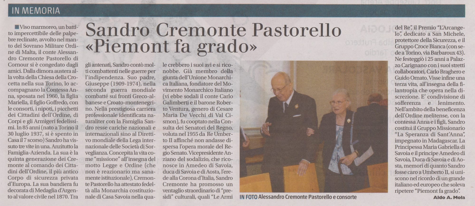 SANDRO CREMONTE PASTORELLO                                                   “PIEMONT FA GRADO”