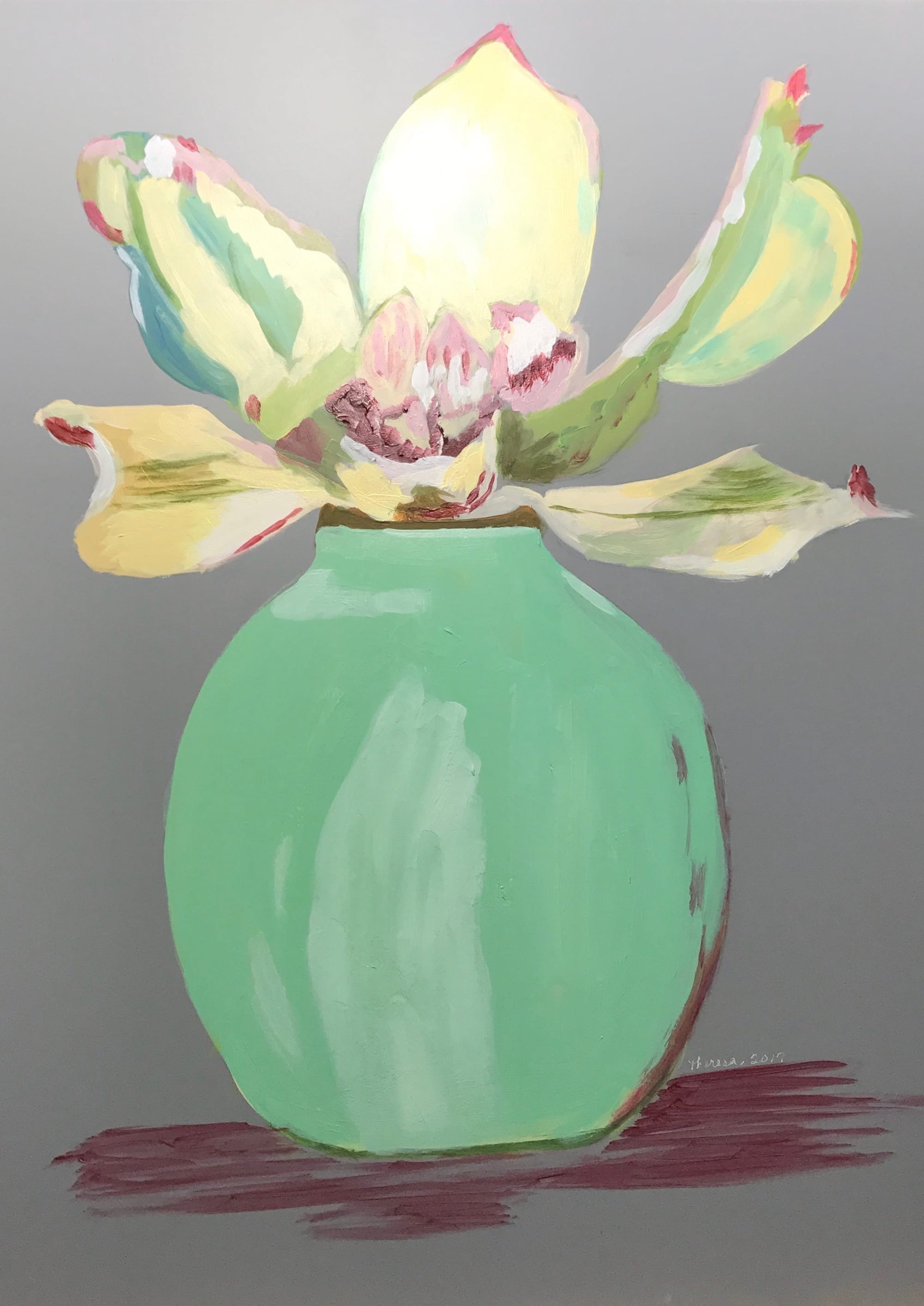 SOLD - Magnolia in Green Vase