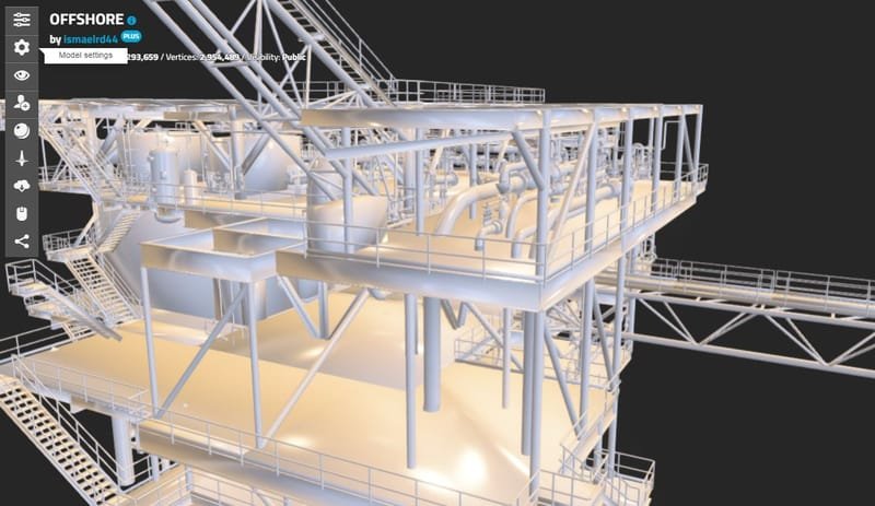 OFFSHORE PLATFORM 4 with Piping and Equipment (p3d.in viewer)