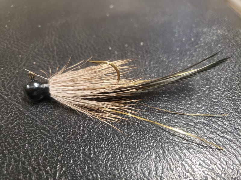Thomas custom hair jigs. Natural/Black. 1/8 oz. Fat Bass Custom Baits
