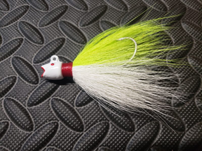 Joe's Jersey Strong "Hot Lips" Jigs. 1 1/2 oz. Chartreuse/White. Fat