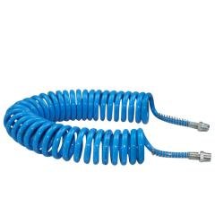 Tubo espiral em poliuretano azul com conexões