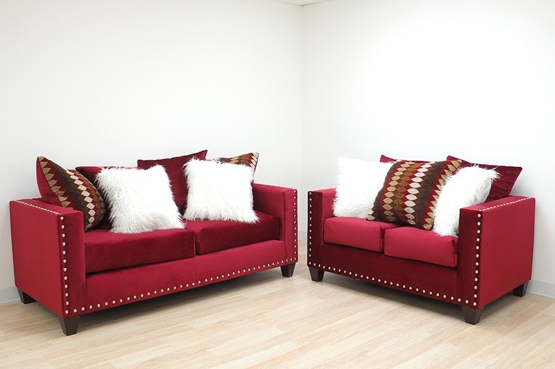 JV Red Sofa & Loveseat