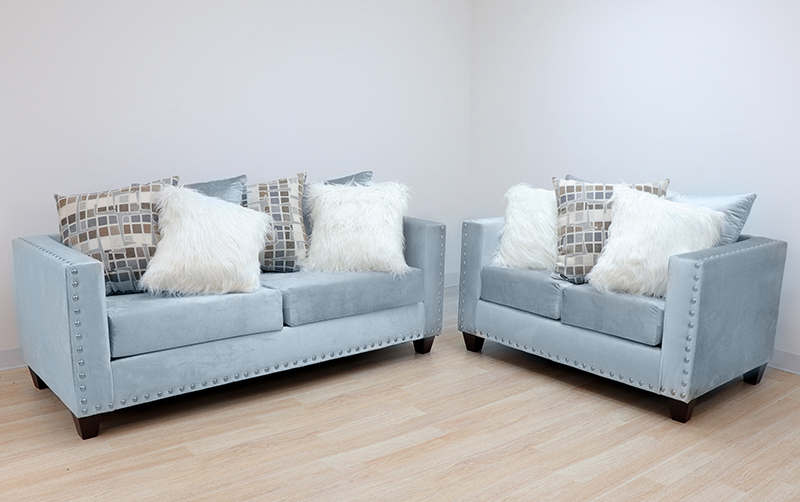 JV Silver Sofa & Loveseat