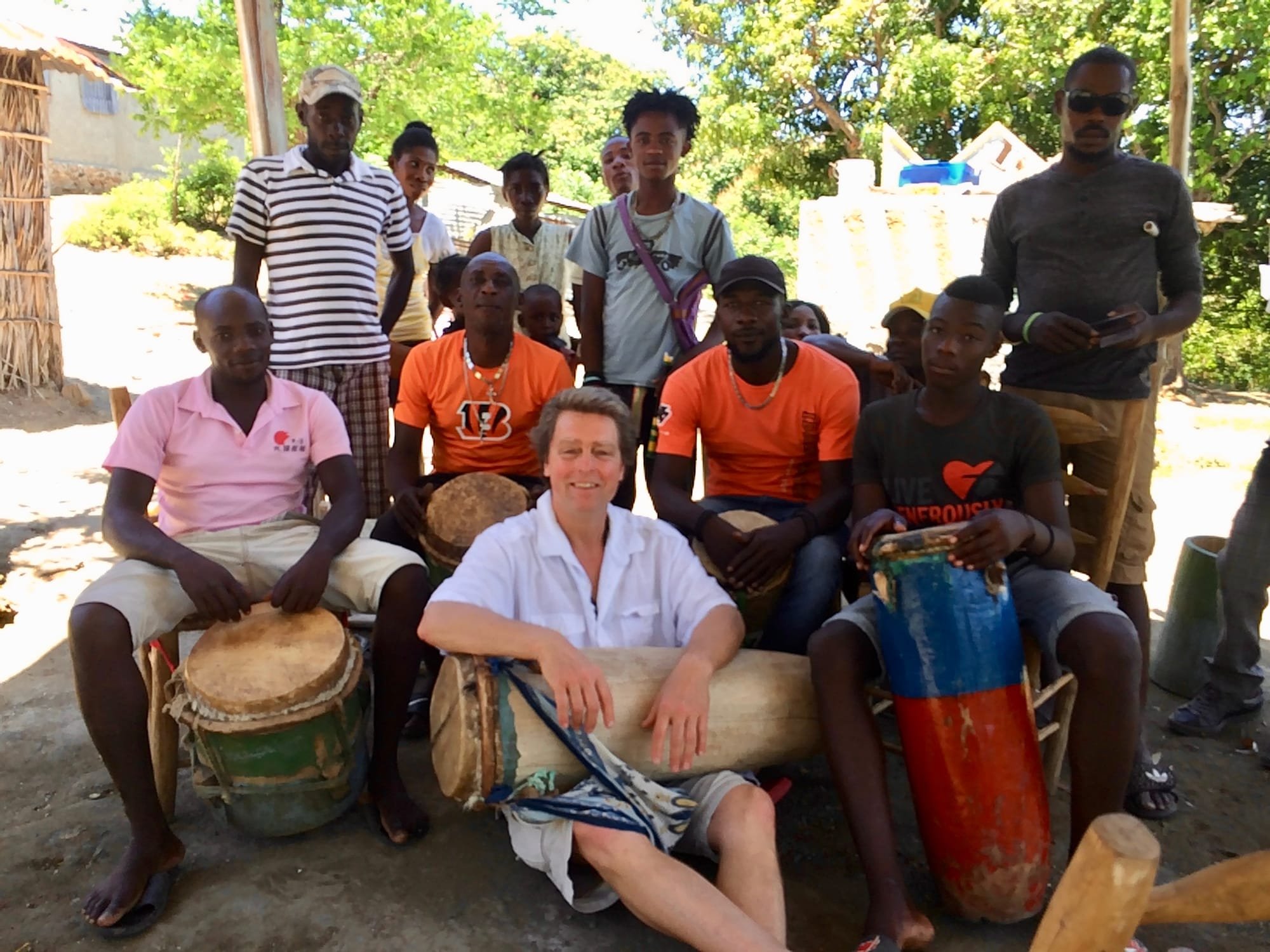 Rick with Artistile "Doudou" Sonnelle and his troop, Lanfigee, Haiti.