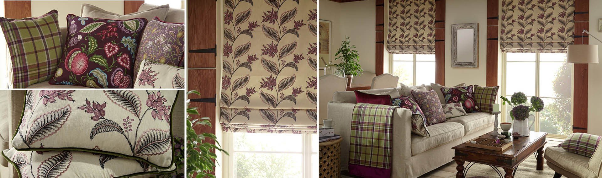 Roman Blind in Red Berry Design
