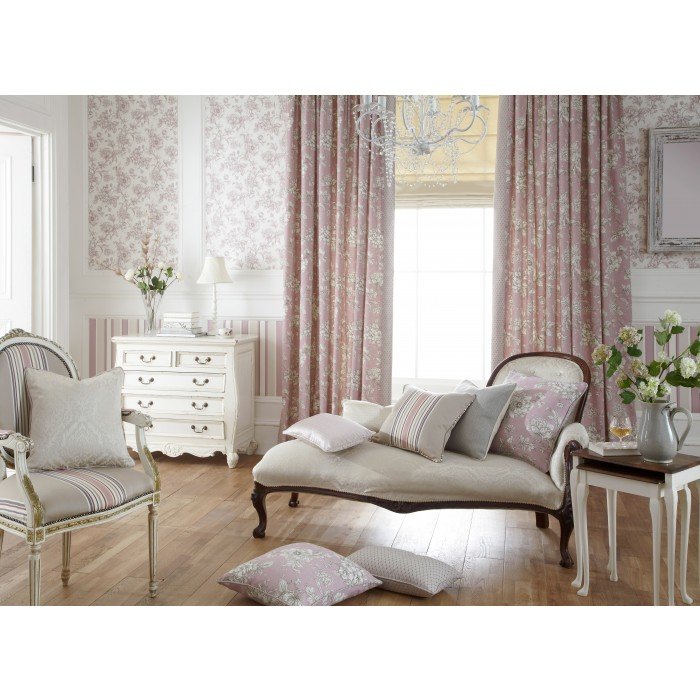Pink Flowered Curtains and Cushions
