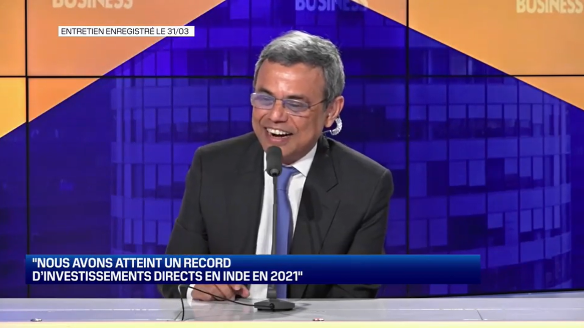 Première prise de parole, de l'Ambassadeur, dans les studios de BFM Business