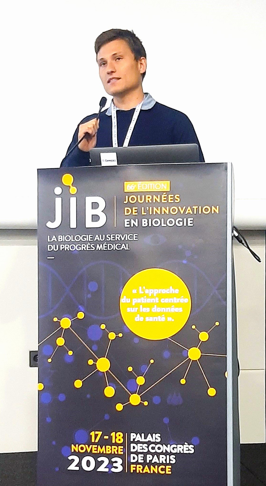 Maxime Langevin CEO de DEEP IA aux JIB (journées de l'innovation en biologie)