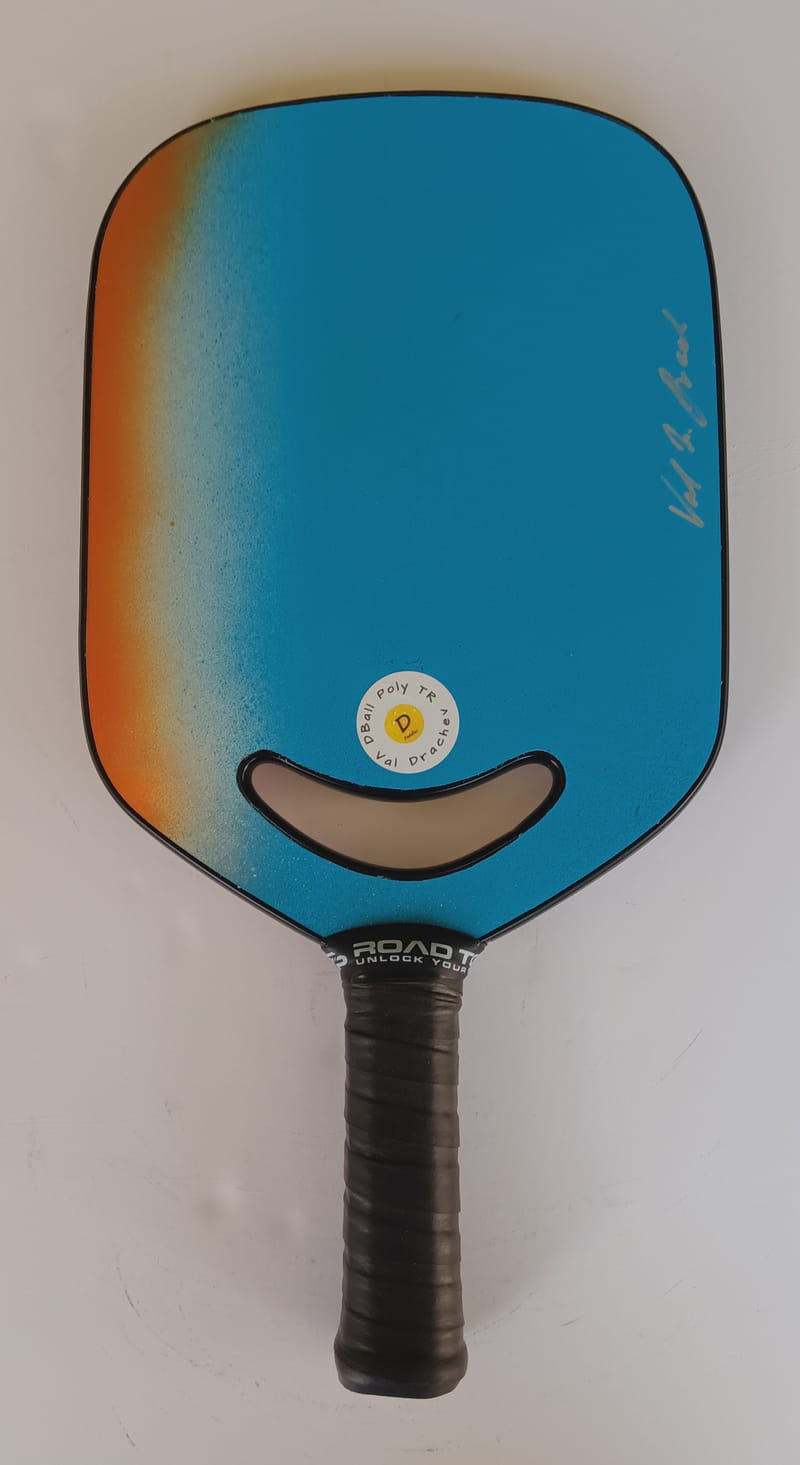 DBall Poly TR Pickleball Paddle. Blue/White/Orange/with cutout/ Short