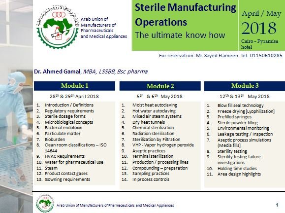 Sterile Manufacturing Operations , the ultimate know how , Module 1
