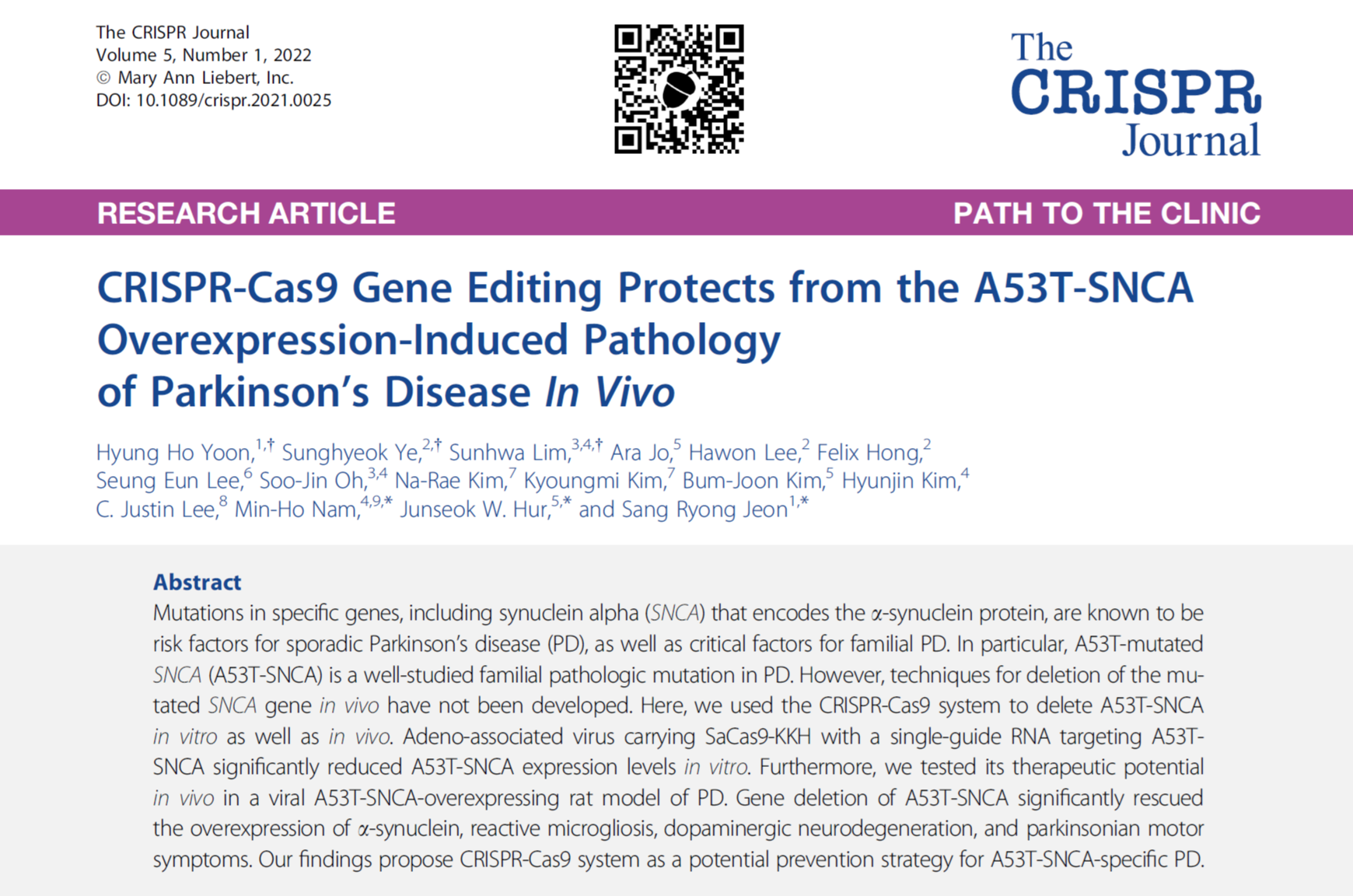 Our new manuscript is published on The Crispr Journal!