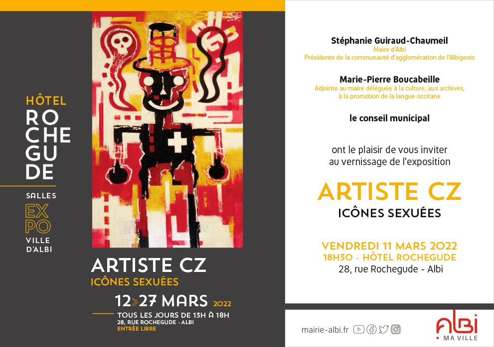 Vernissage de l'exposition "Icônes sexuées" de l'artiste CZ  À l'hôtel Rochegude, 12 mars au 27 mars