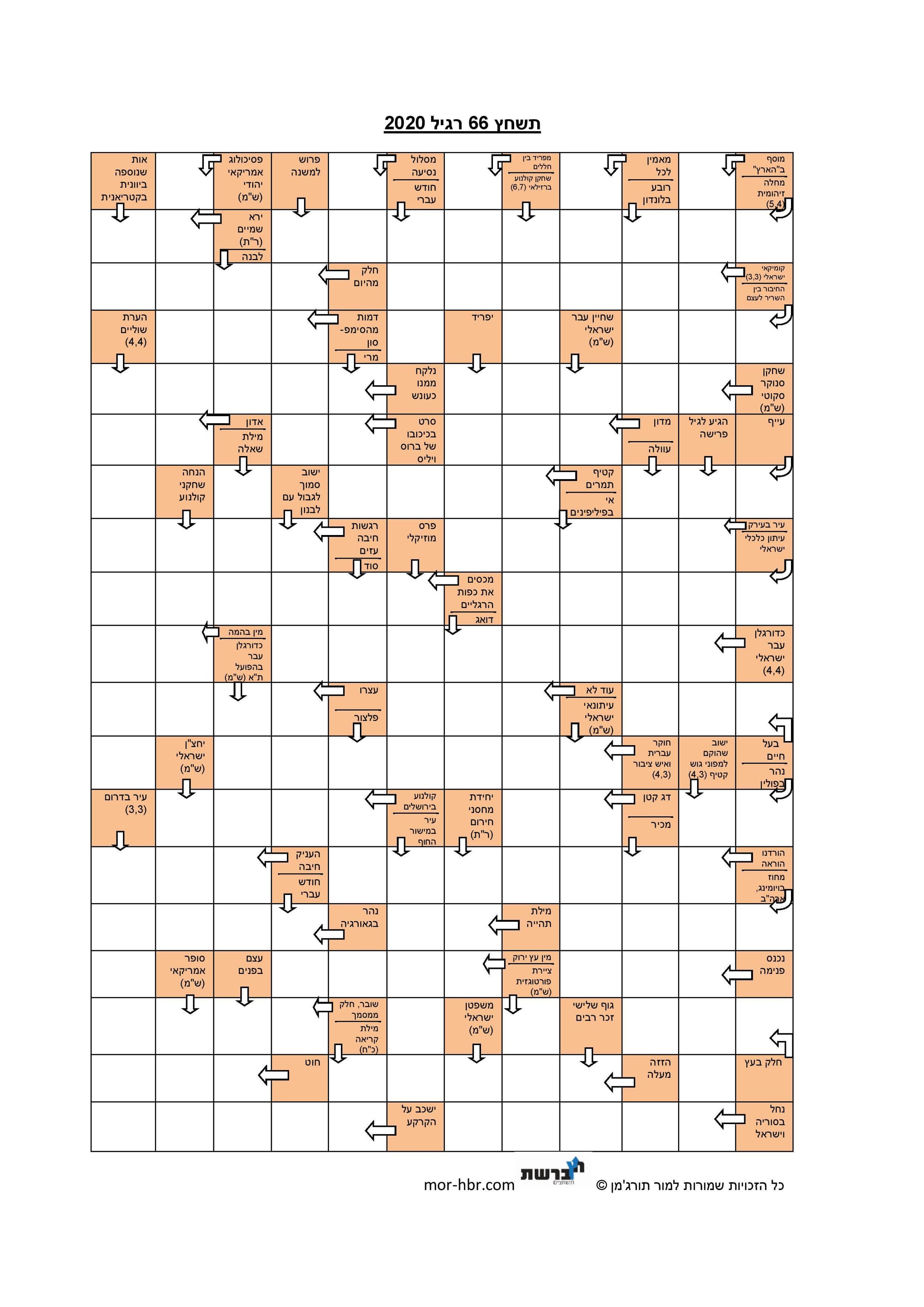 תשחץ 66 רגיל 2020