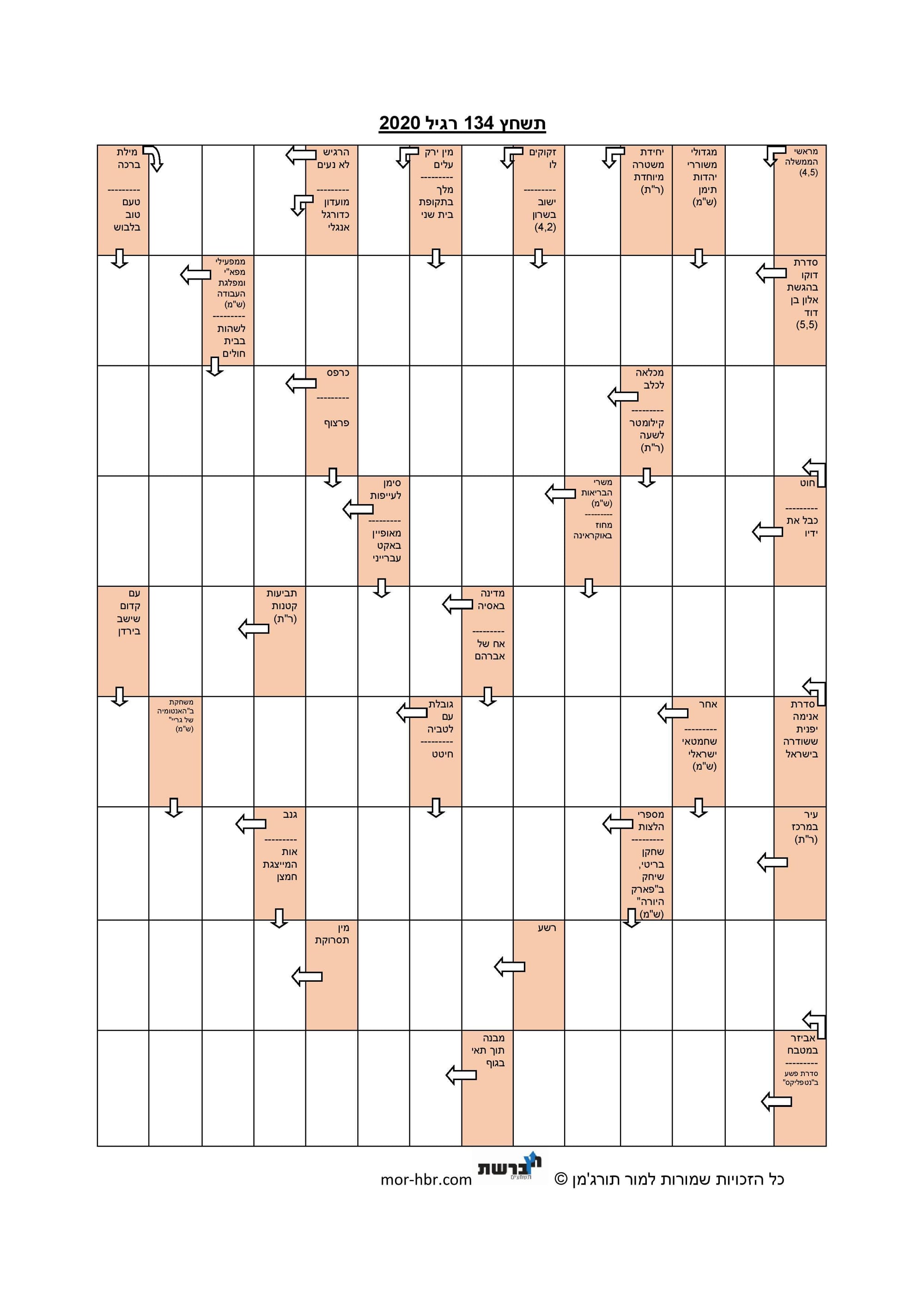 תשחץ 134 רגיל 2020
