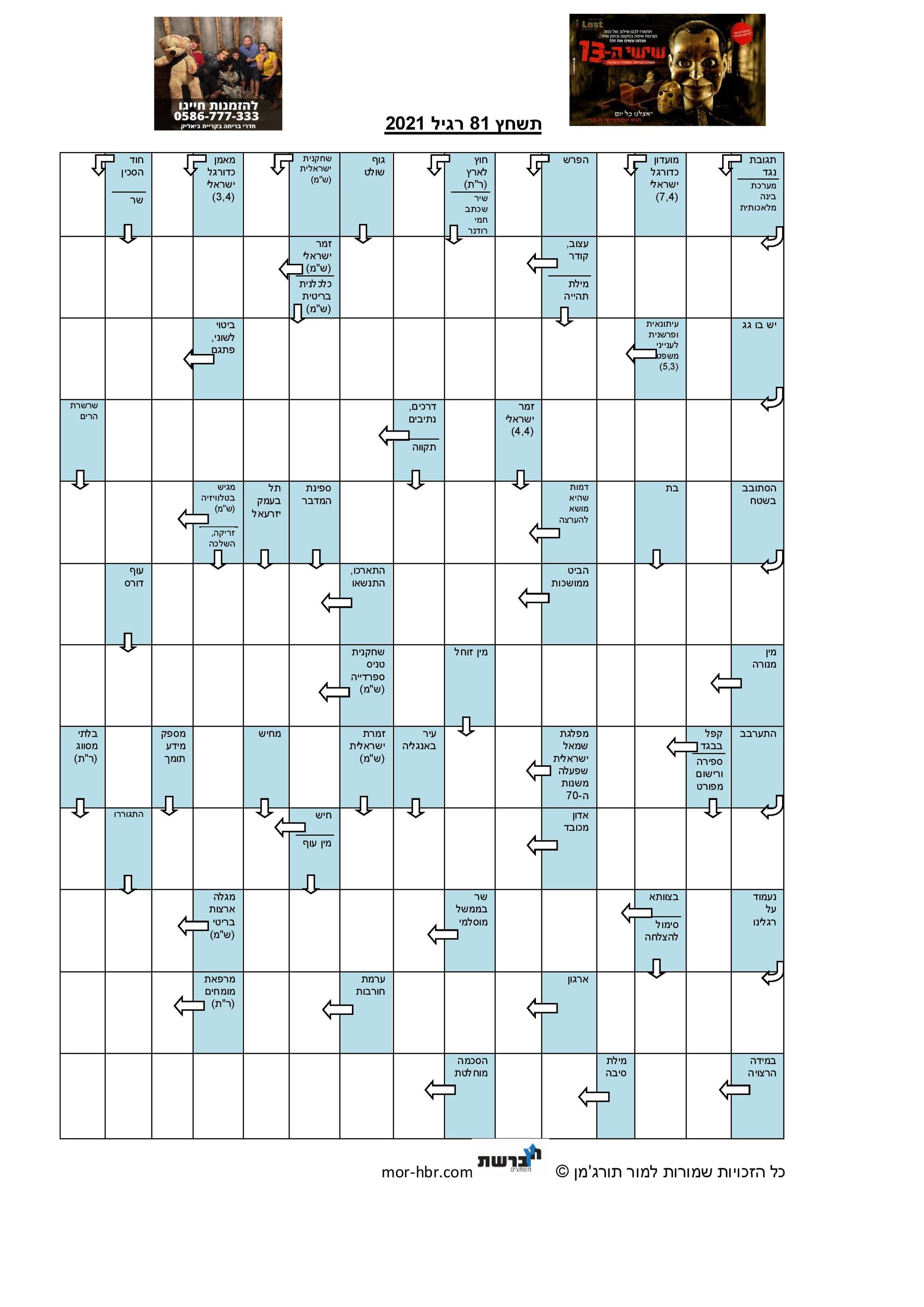 תשחץ 81 רגיל 2021