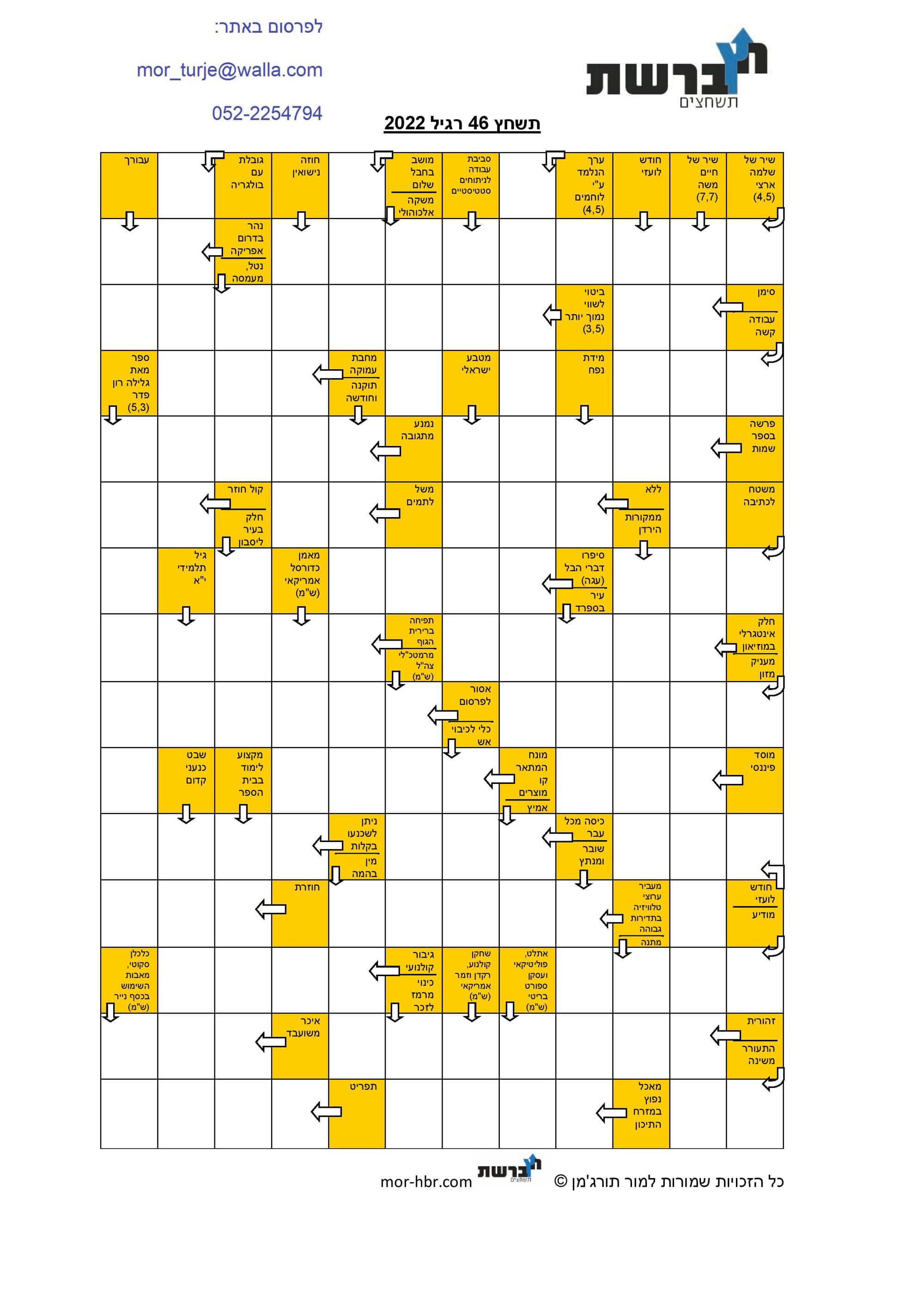 תשחץ 46 רגיל 2022