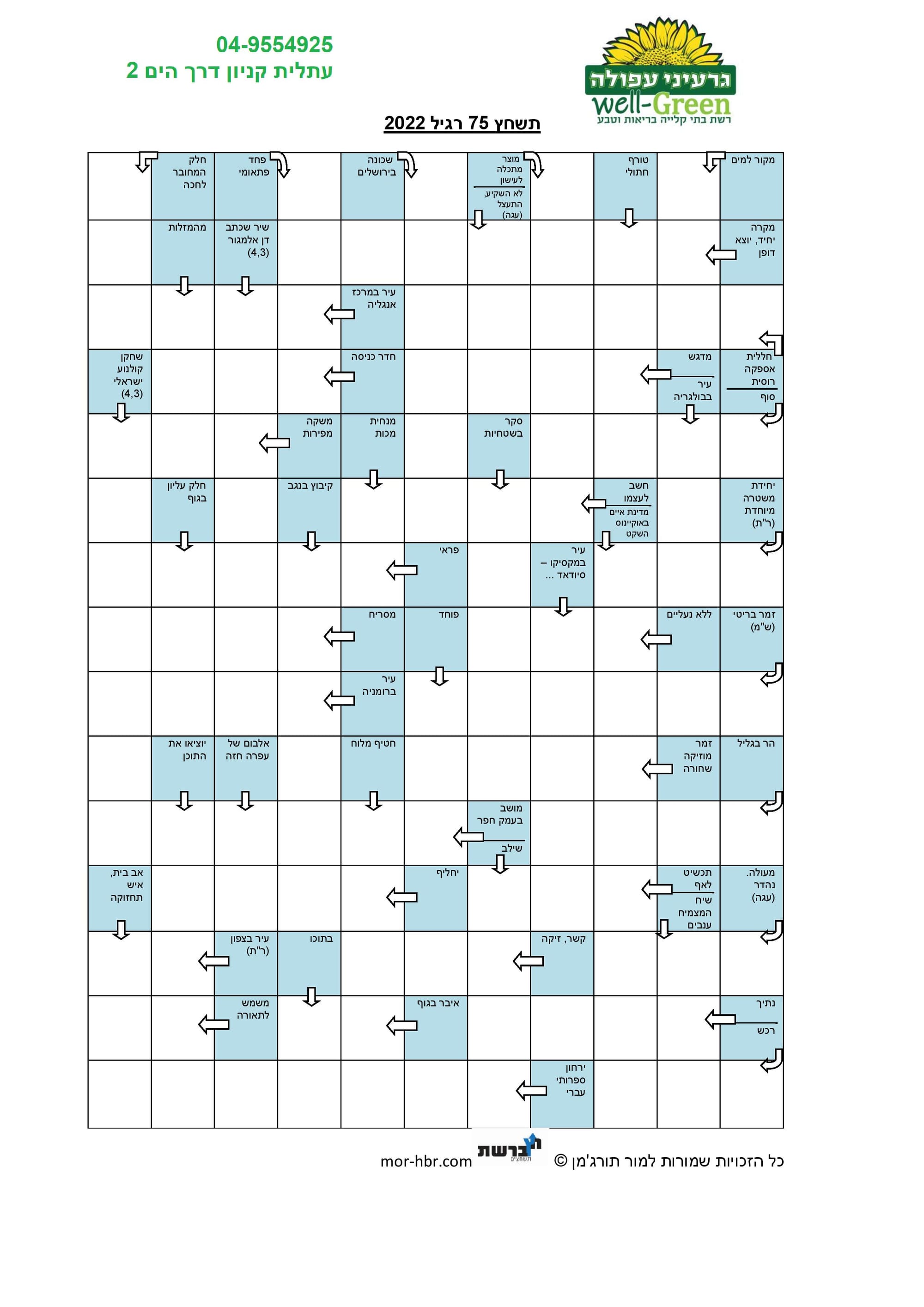 תשחץ 75 רגיל 2022