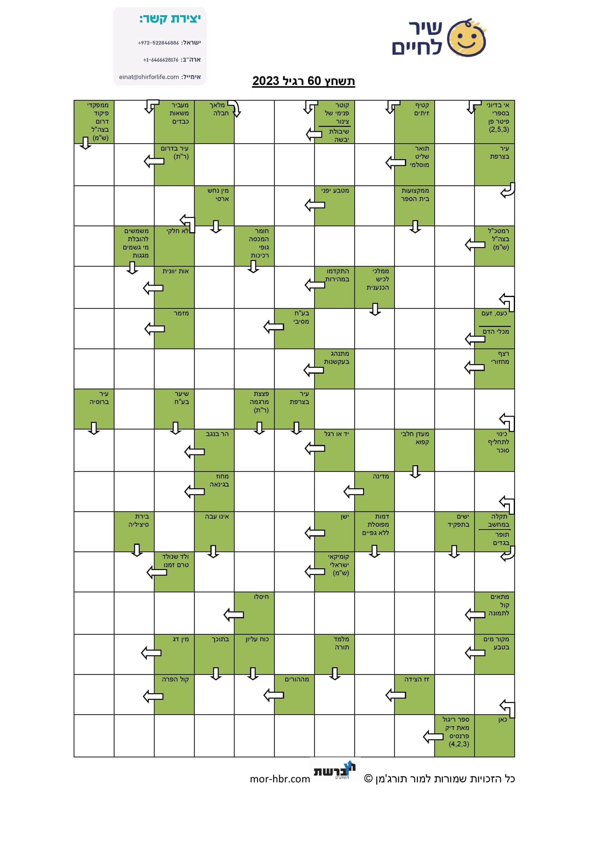 תשחץ 60 רגיל 2023