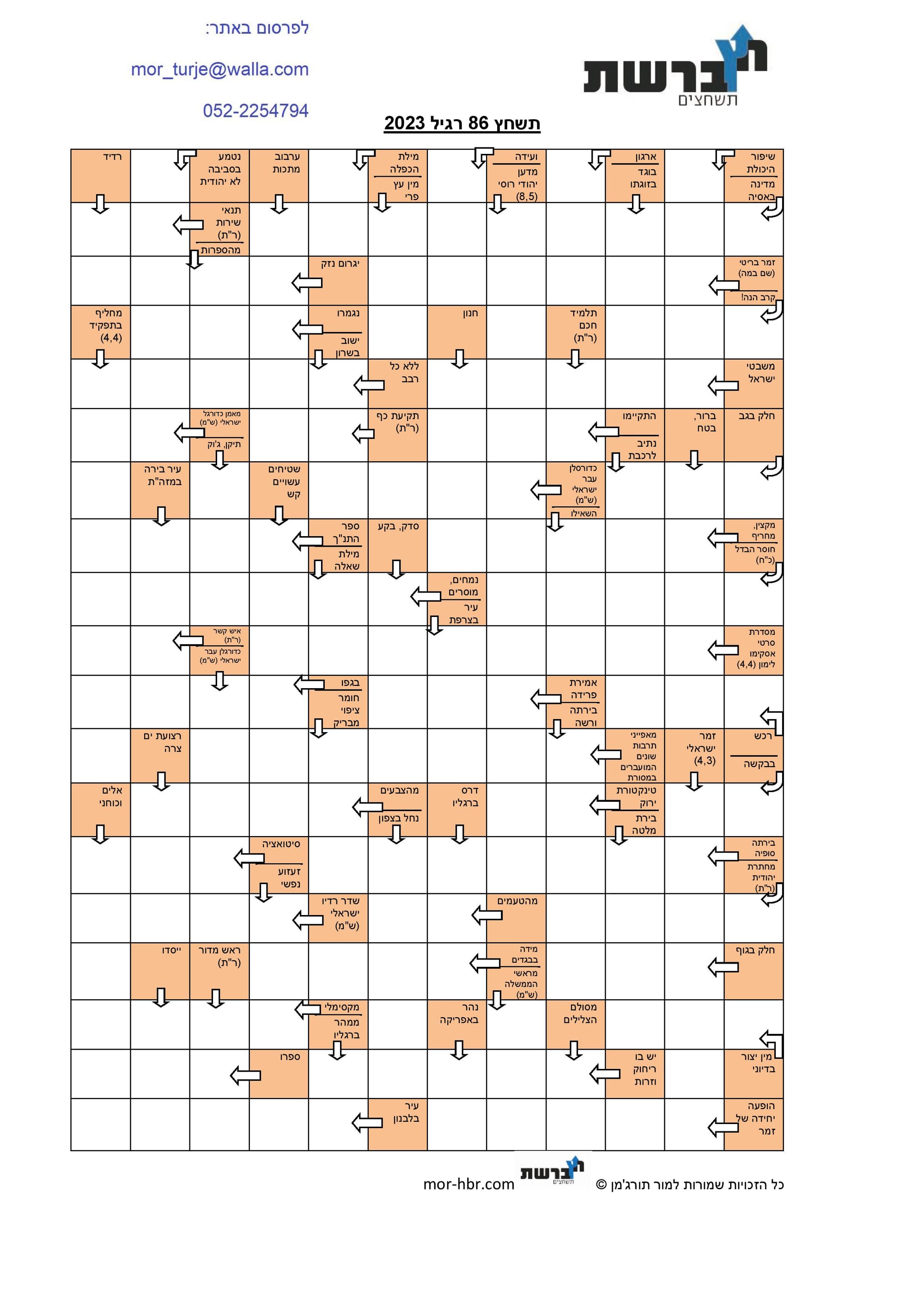 תשחץ 86 רגיל 2023