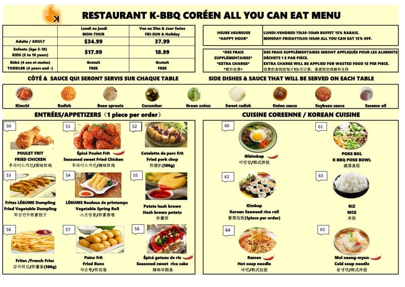 ALL YOU CAN EAT MENU